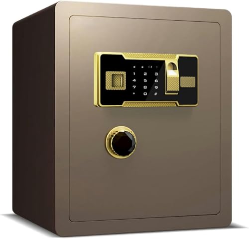 Mini Steel Safe for Home Fingerprint Digital Security Safe with Keys Personal Money Safe Compact Brown Design for Enhanced Protection