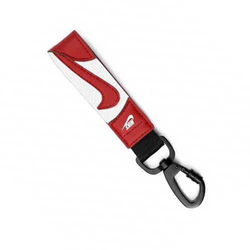 Nike Swoosh Key Holder - Durable Carabiner-Style Clip Keychain with Iconic Branding (Red/White One Size)