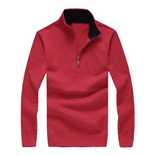 Pull tricoté en coton pour homme Big Py2 taille L avec col demi-fermeture éclair