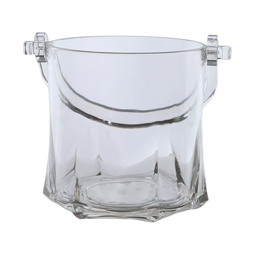 HVRFJXI Eleganti secchielli rotondi per il ghiaccio per vino, trasparenti, per champagne, contenitori per ghiaccio, con manico, per uso domestico e per feste
