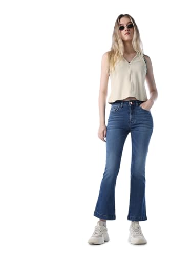 Image of ONLY Women's Solid Flared High Rise Black Jeans