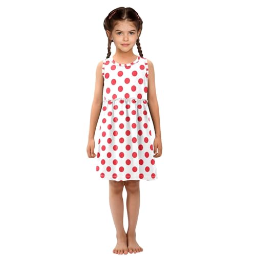 ALAZA White Red Polka Dot Girls Dress Sleeveless Dresses Toddler Casual Dress Summer Sundress 2-8 Years4