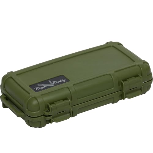 Cigar Caddy Matte Green Travel Cigar Humidor Case with Airtight Seal | Portable Humidor Box Cigar Travel Kit | Waterproof, Crush-Proof Cigar Holder with Humidifier Disc, Holds 5 Churchill Cigars
