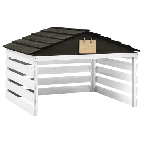 Vopese Mähroboter-Garage Schwarz und Weiß 78x74x54 cm Tannenholz Rasenmähergarage Model315300