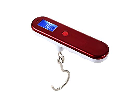 HWL Báscula Portátil, Gancho Electrónico Báscula 110 LB / 50 KG Conveniente para Transportar, Pesaje Preciso, con Las Funciones De Tara, Cero Automático, Apagado Automático, Cambio De Unidad,Rojo