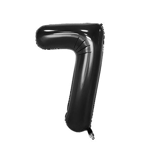 Smart Deko 60 cm black foil balloon number 7 for air filling.
