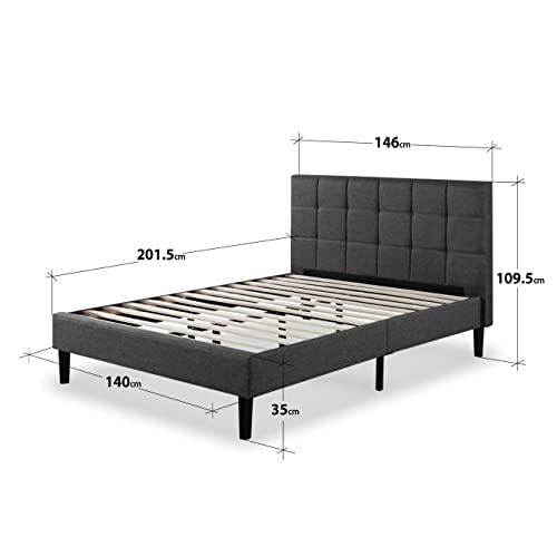 Polsterbett Zinus Lottie 140×200 cm mit Holzlattenrost in Grau