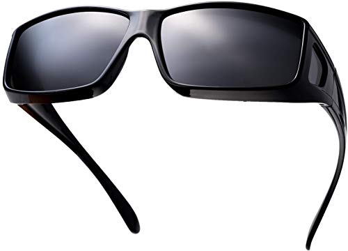 Image of The Fresh High Definition Polarized Wrap Around Shield Sunglasses for Glasses - Leather Eyeglasses Case