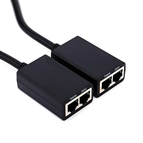 Keenso 1080p sobre RJ45 Cat5e Cat6 LAN Ethernet Extender repetidor con cables de cola de cerdo para cables de extensión de red de vídeo de alta definición para uso de escritorio