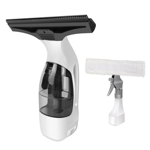 Limpiador eléctrico de ventanas inalámbrico, potencia de succión de 2,0 KPA, depósito de agua de 150 ml, tiempo de funcionamiento de 50 minutos, incluye rascador de goma y botella pulverizadora, para