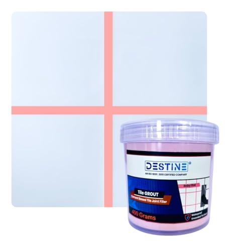 Image of DESTINE READY-TO-MIX inchTILE GROUT inch (16 COLOURS) (ALL PACKS: 100 Gm,250 Gm,400 Gm,800 Gm,1 Kg), Waterproof, Crack Filler, Cement Based Tile Gap Filler (400 g (Pack of 1), Baby Pink)