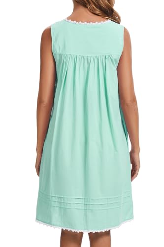 Image of AVIIER 100% Cotton Nightgowns for Women Sleeveless Night Gown with Pockets