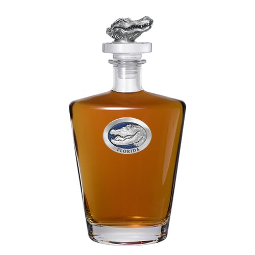 Heritage Pewter Alligator Royal Decanter with 3D Stopper | 30 OZ Liquor Pourer | Expertly Crafted Pewter Glass