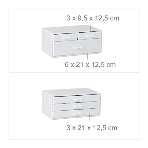 Relaxdays Organizador de Maquillaje con 6 Cajones, Acrílico, Blanco, 29 x 23.5 x 14 cm, Fibra - imagen 6