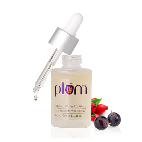 Image of Plum Grape Seed & Sea Buckthorn Glow-Restore Face Oils Blend | Best Face Oil for Glowing Skin | Blend of 10 Natural Oils | 99.8% Natural & 100% Vegan | 30ml