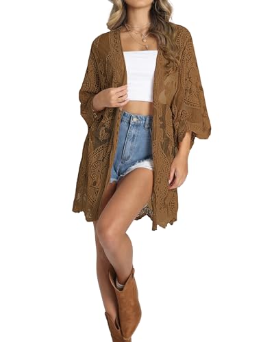 Image of Bsubseach Women Mesh Cardigan Bikini Beach Kimono Open Front Swimsuit Cover Ups Swimwear