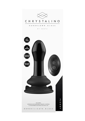 Shots Chrystalino Vibrante - Pluggy Rechargeable 10 Speed Glass Vibrator With Suction Cup And Remote - Black