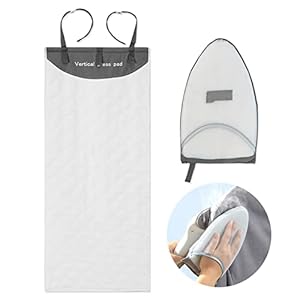 Over The Door Press Pad, Vertical Mounted Clothes Steamer Shield with Protective Glove, Heatproof Mat for Handheld Garment Care Tools, Gray and White