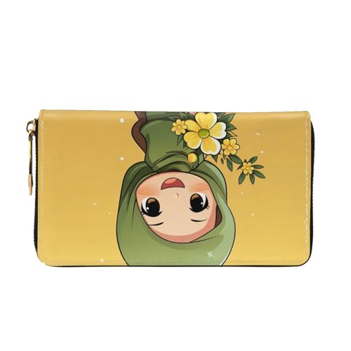Leather Wallet for Women Men Bifold Wallet Ultra Slim Credit Card Holder Cartoon Muslim Girl Ladies Clutch Purse3