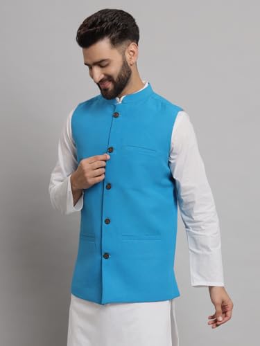 Image of LATEST CHIKAN Men's Traditional Cotton Solid Nehru Jacket /Waistcoat