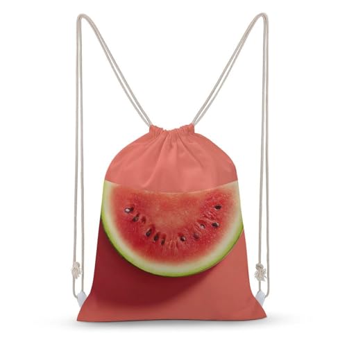 Drawstring Backpack Foldable Draw String Bags Watermelon Slice Sackpack Sports Gym Bag for Shopping Yoga