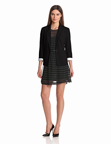 Kensie Women's Stretch Crepe Blazer, Classic Black, X-Small