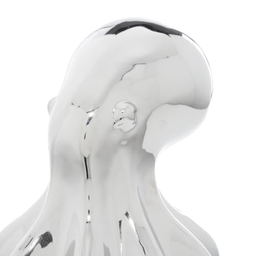 Image of Deco 79 Porcelain Ceramic Octopus Decorative Sculpture Tall Home Decor Statue with Long Tentacles, Accent Figurine 11 inch x 12 inch x 17 inch, Silver