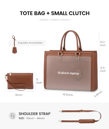 Image of LOVEVOOK Laptop Tote Bag for Women, Office Work Bag Briefcase fit for Laptop, Large Capacity Teacher Bag Handbag
