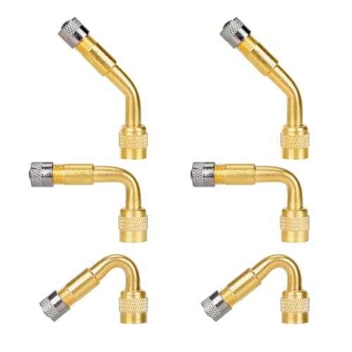 Image of Wevdn 6 PCS Valve Stem Extenders, 45 90 135 Degree Angled Automotive Tire Valve Extension Adaptor, Universal Valve Stem Extension for Car Motorcycle Scooter, Car Accessories (Golden)
