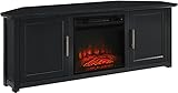 Crosley Furniture Camden Corner Fireplace TV Stand for 65+ inch TVs, Entertainment Center with Storage Shelves, Black