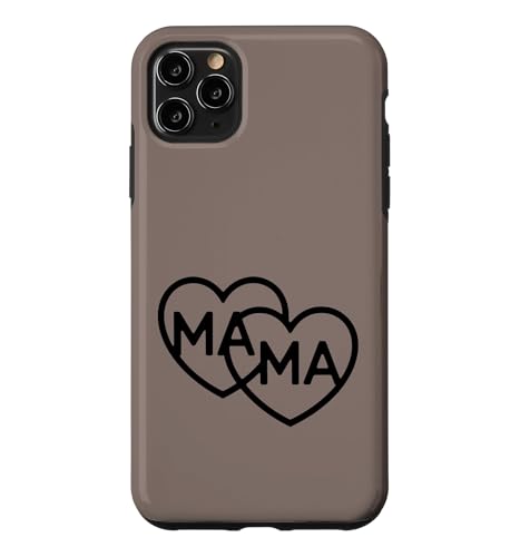 Taupe - Mama Script Hearts ���킢�� �~�j�}���X�g �^�C�|�O���t�B �X�}�z�P�[�X iPhone 11 Pro Max �p