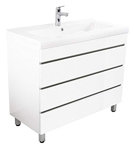 Preisvergleich Produktbild Posseik Stand Badmöbel Waschtisch Kali 90 Weiss Hochglanz