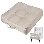 Emma Barclay Booster Cushion for Armchair & Dining Chair Large Firm Seat Cushion 50x50cm 10cm Thick Supportive Cushion for Elderly Post-Operative Recovery & Pregnancy Luxury Seat Pad (Linen)