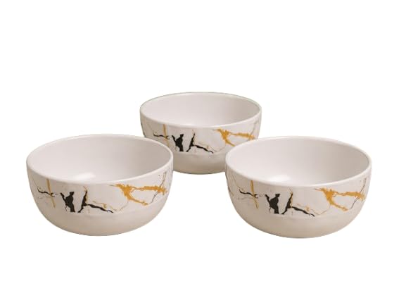 Image of Ariya 4.5 Inch Melamine Greek Bowls Black Gold Harmony Collection Set of 3