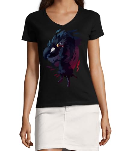 T-shirt col en V Anime 139 en coton peigné haut de gamme pour femme