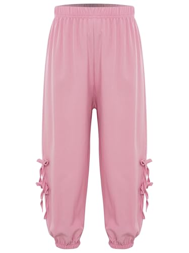 Linjinx Kids Girls Bowknot Jogger Trousers Elastic Waist Baggy Solid Color Sweatpants Casual Track Pants Sports Wear3