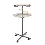 A&E Cage Company Black Round Playstand with Wooden Steps, 24" L X 24" W X 45" H