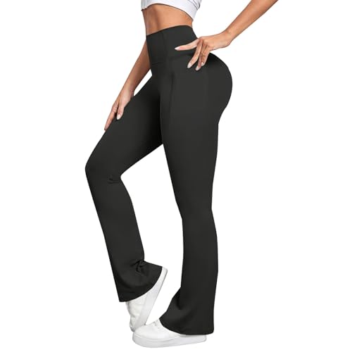 Pantalon de yoga évasé femme avec ceinture taille haute pour un maintien optimal en sport