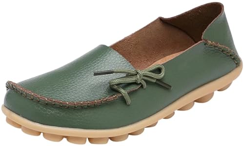 Image of Women's Leather Slipper Loafers Flat Shoes Slip-Ons