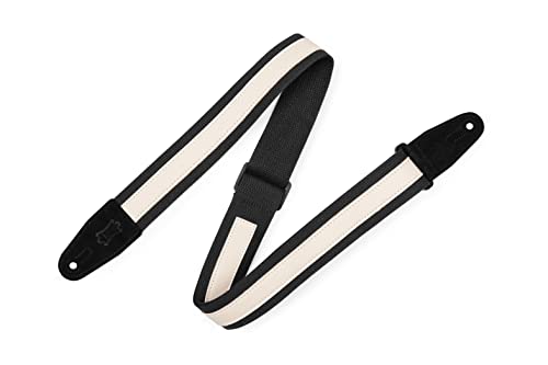 Levy's Leathers Combo Series 1" Leather Strip on 2" Cotton Strap with Genuine Suede Ends and Tri-Glide Adjustment, Black/Cream (MC2CG-BLK-CRM)