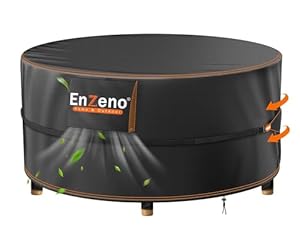 Enzeno Gartenmöbel-Abdeckung, wasserdicht, Rund Gartentischabdeckung mit Lüftungsschlitzen, runde Terrassentischabdeckung, 420D Oxford-Tuch, Terrasse, Outdoor, UV-beständig, reißfest (190X80cm)