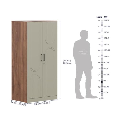 Image of Wakefit Wardrobe for Bedroom | 3 Yr Warranty | Cupboard for Bedroom, Almirah, Wooden Wardrobe, Comes with LED light, Multi-Shelves, Drawer & Hanger, Density:680-750 kg /m, Free Installation(Tyrian-CB)