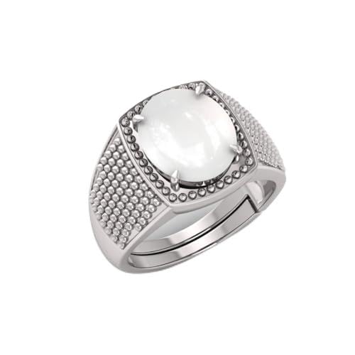 Bague pierre de lune homme femme en argent avec certificat de laboratoire bague réglable To11
