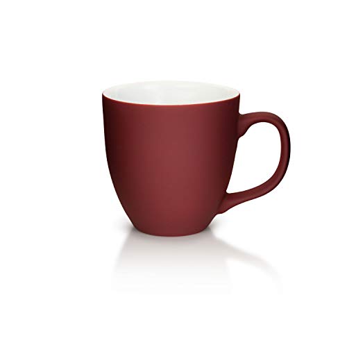 Mahlwerck XXL Jumbotasse, Große Porzellan-Kaffeetasse mit Matter Soft-Touch Oberfläche, Soft-Weinrot, 400-450ml