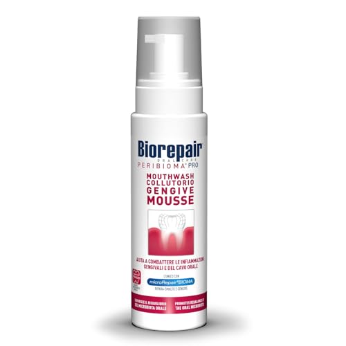Biorepair, Peribioma™ Mundspülung Mousse, Mundspülung für entzündetes Zahnfleisch, antibakteriell, Reparieren von Malz, Format 200 ml