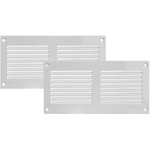 Vent Systems 20 x 10 cm - Packung mit 2 Lüftungsschlitz-Abdeckungen - Weiß – Metall-Luftrücklauf-Grill mit eingebautem Schädlingsschutz
