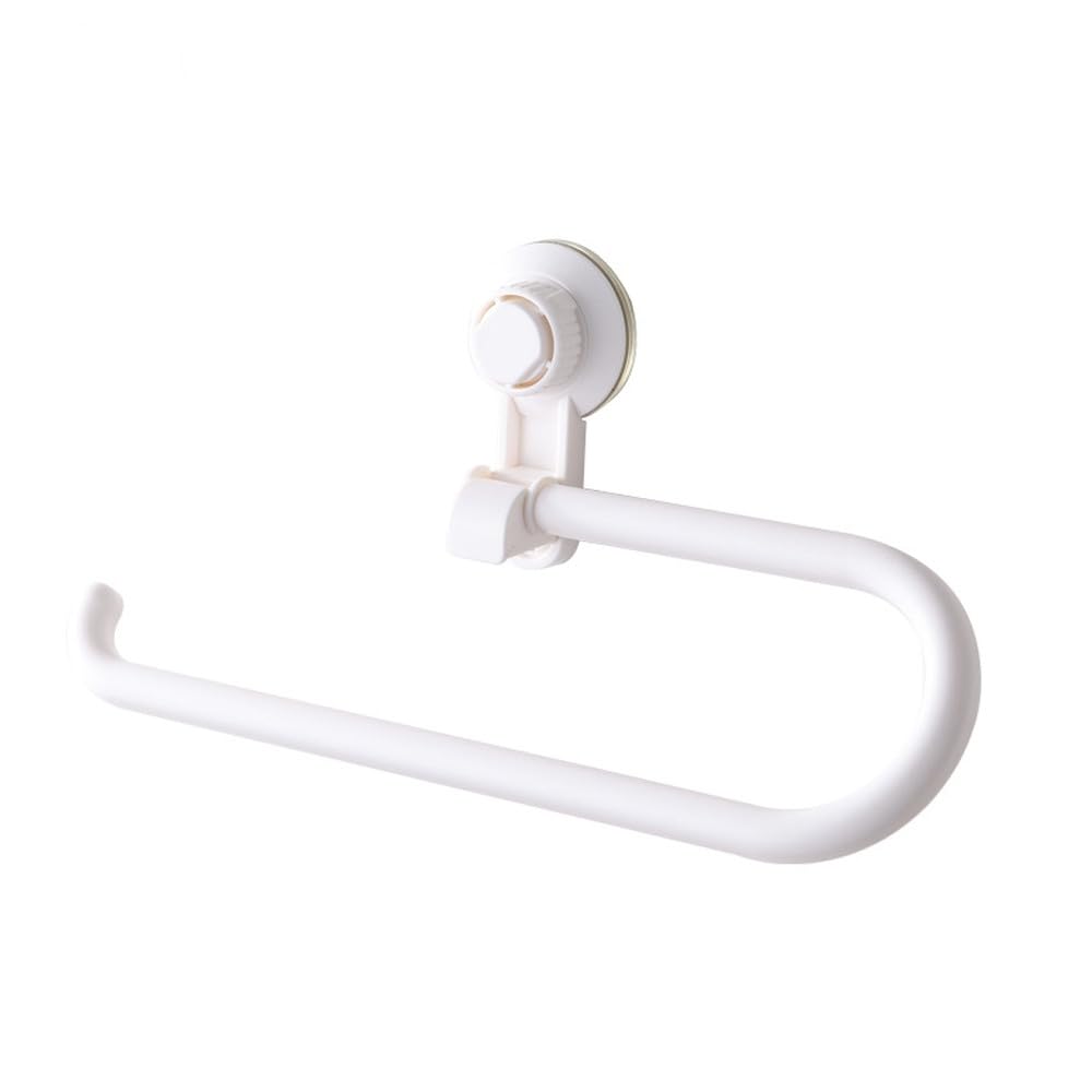 VVW&LIU 1PC Suction Cup Towel Rack ABS Black/White No Punch Bathroom Towel Rack Storage Rack,White