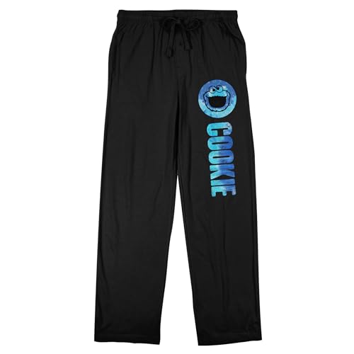 Sesame Street Cookie Monster Character Circle Adult Black Sleep Pajama Pants