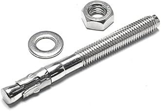 Wedge Type Fully Threaded Design Expansion Zinc Plated Anchor Bolts Pack of 10 Pcs Fasteners (10 x100mm)