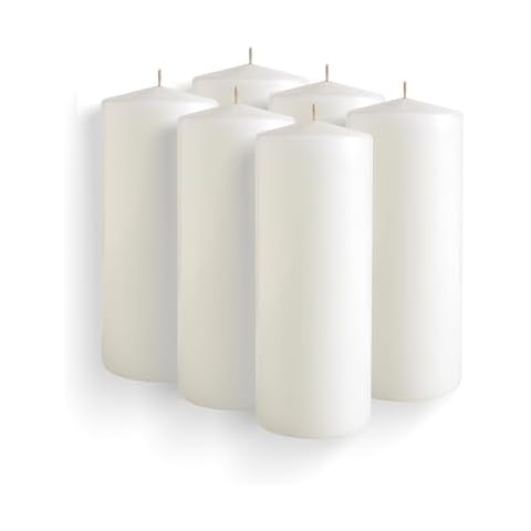 Simply Soson 2.5x6 inch White Pillar Candles, White Candles, Set of 6 White Pillar Candles Bulk 2.5x6, Emergency Candles, Tall Candles, Wax Candle, Unscented Candles, Candle Pack Cone Tip White Pillar Cover